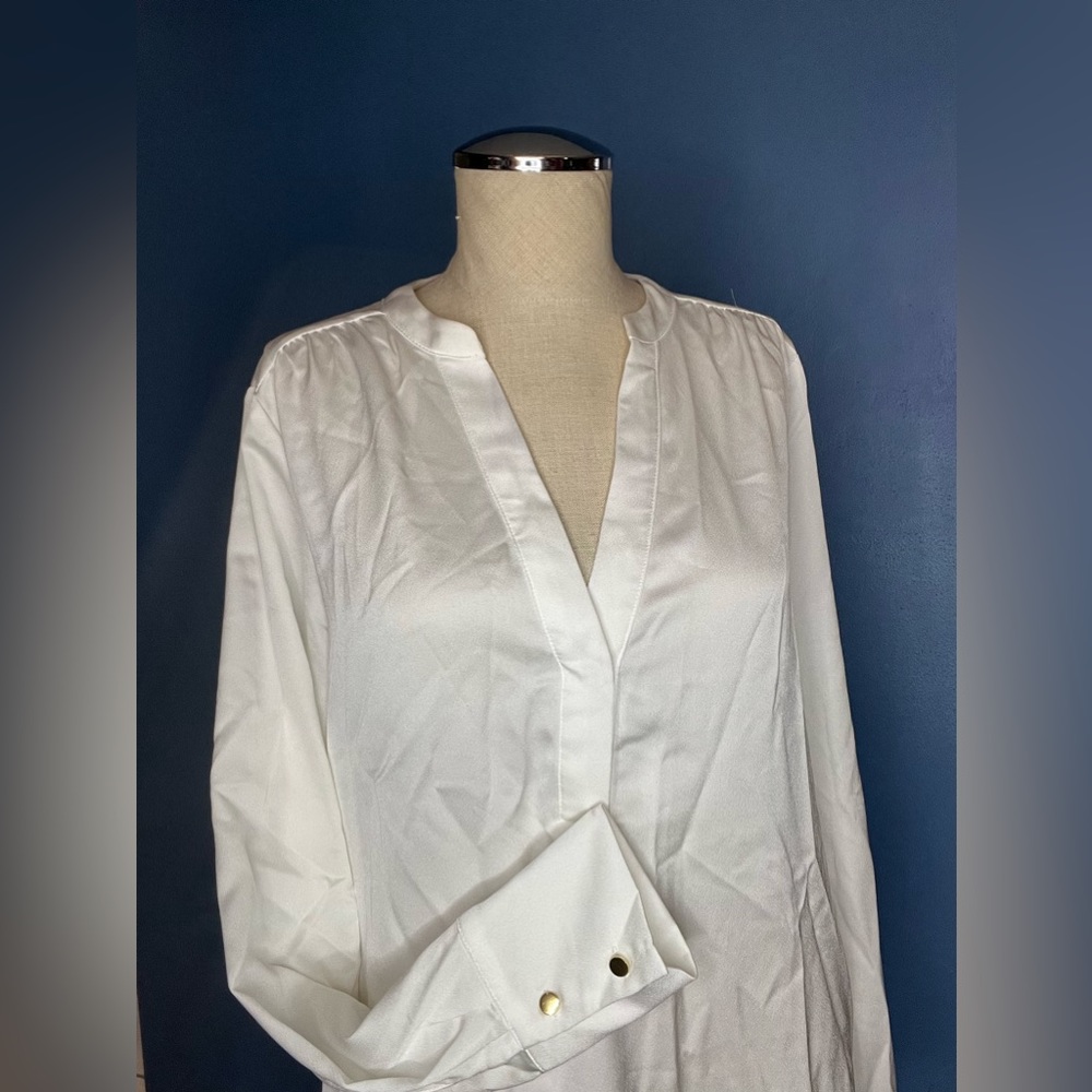 Cream H&M blouse with gold buttons